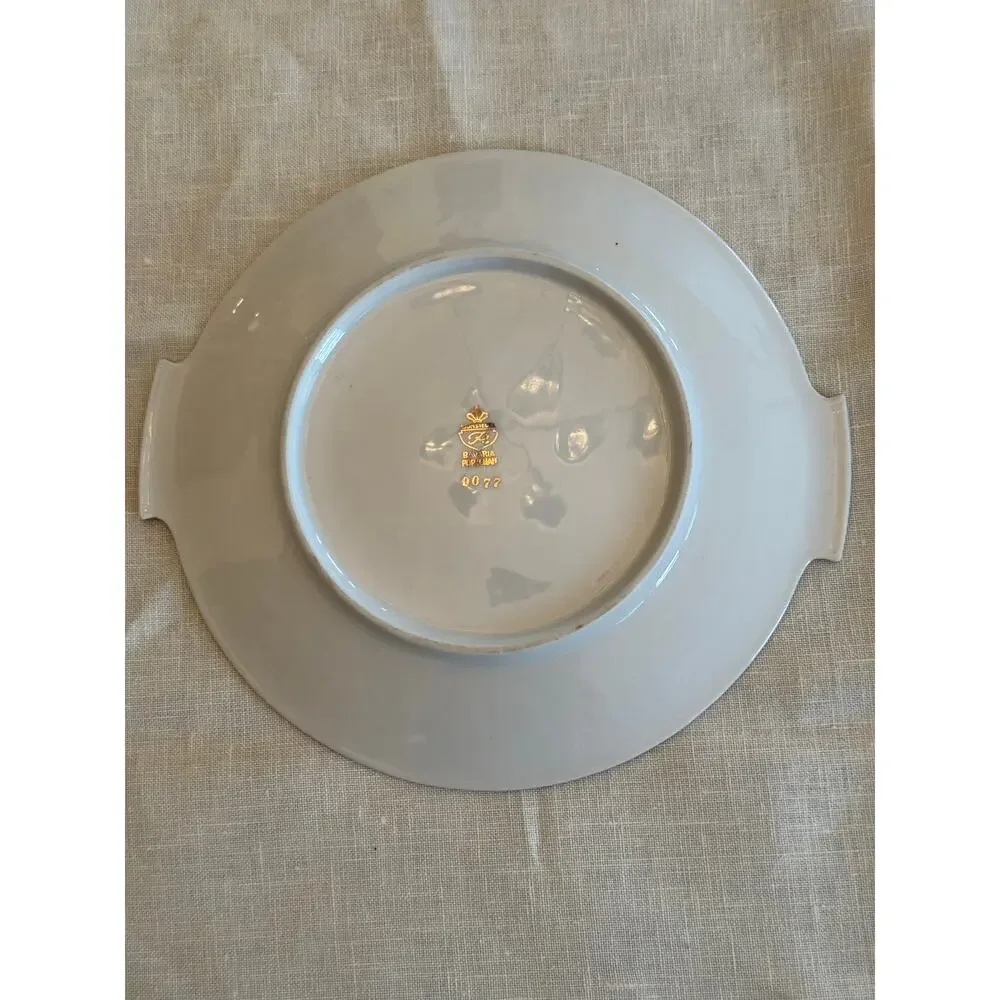 Vintage Wunsiedel Bavaria Yellow Cake Plate Embossed  Border Gold Trim 8.5